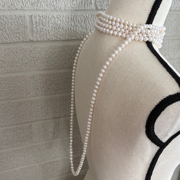 Genuine Round 7-8mm 98" Genuine Freshwater Pearl Rope Necklace Extra Long Rope - Picture 5 of 8